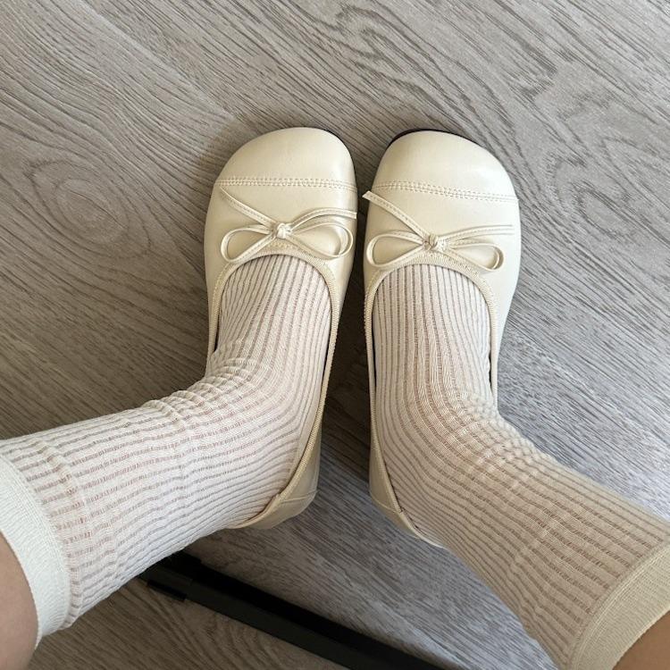 Blue cabinet, ballet style silver round head, cute small single shoes, super soft and comfortable grandma shoes, flat leather shoes.