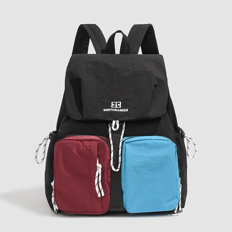 Fashion Woman Backpack 2025 Summer Waterproof Nylon Soft Handle Solid Multi-Pocket Travel Zipper Feminina Splicing Color School Bags Laptop Backpack