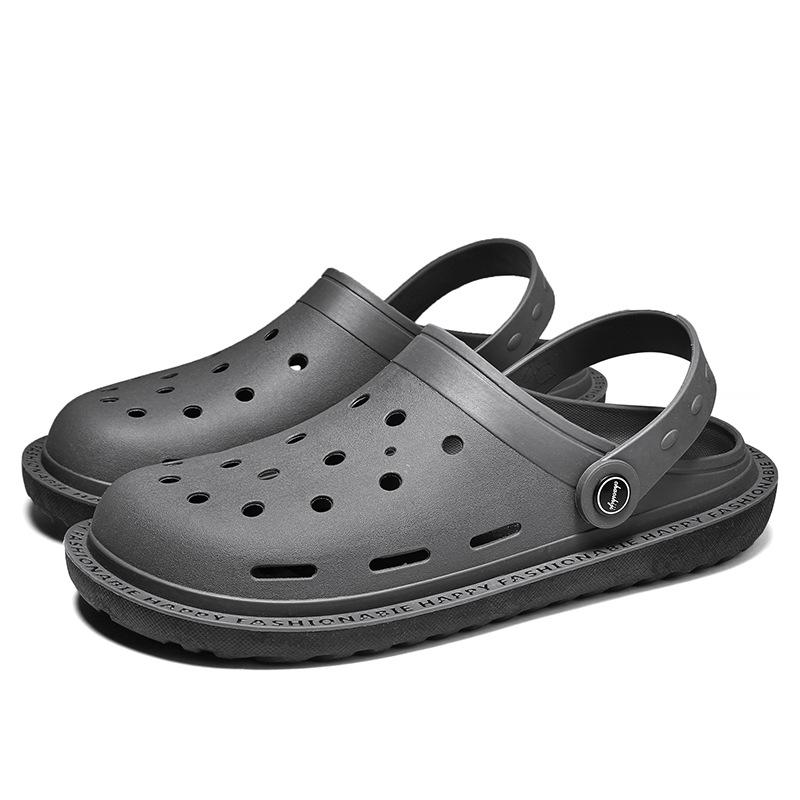Summer Thick-soled Heightening Rubber Sandals Couple Bag Head Slippers Casual Trend Hole Shoes Latex Men's Beach Shoes
