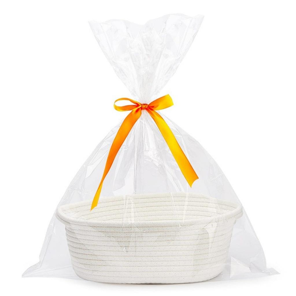 Spacious Woven Storage Basket With Durable Cotton Rope And Elegant Handle Woven Storage Holder For Home Organization