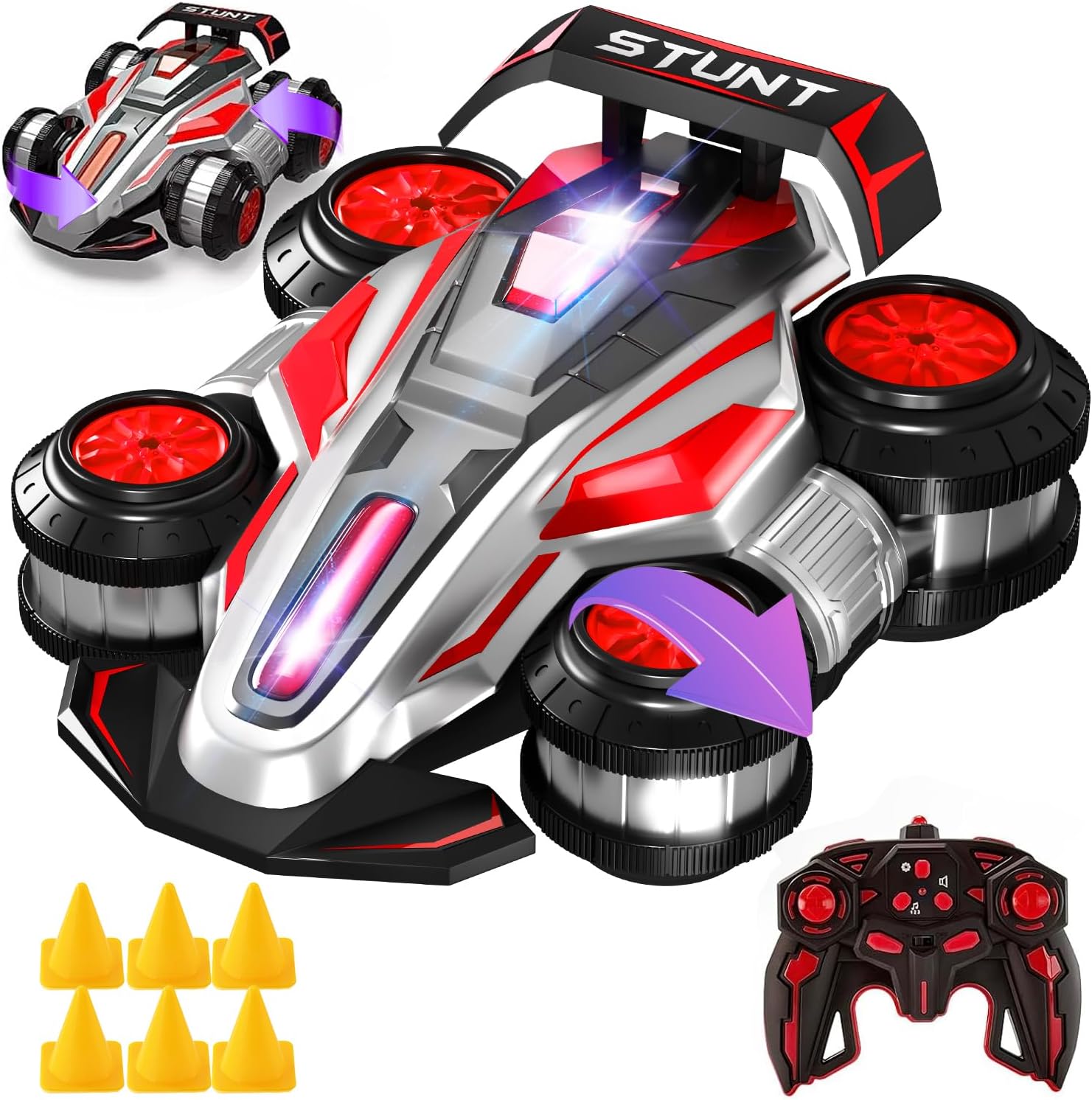 1:14 Drift Remote Control Car 2.4GHz 4WD Remote Control Car Rotating 360 Degree Vehicle Toy with Light Music, Upright Walking and Four-Wheel Flip