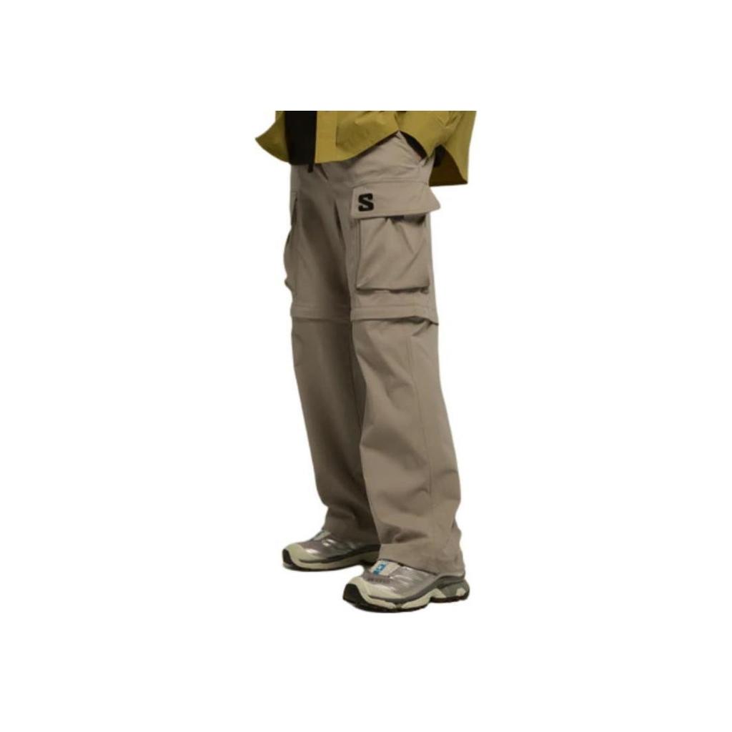 SALOMON Korean Line Letter Print Mid Waist Straight Leg Work Pants Men Pants Light-Brown LC2571300