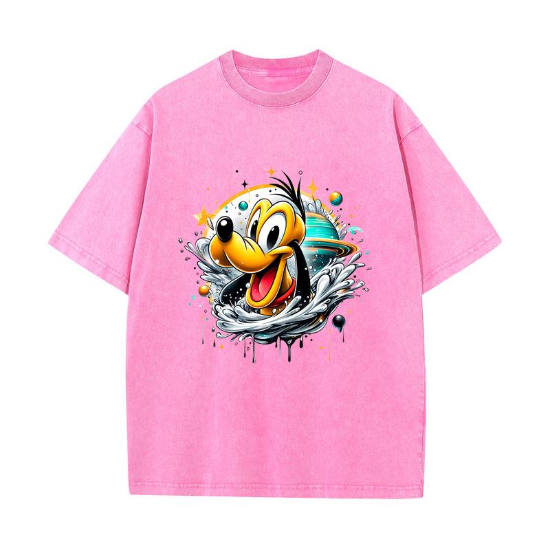 SX-37 MINISO 2026 Summer Vintage Wash Printed Pure Cotton Shoulder Style Men's and Women's Round Neck Short Sleeved Couple T-shirt