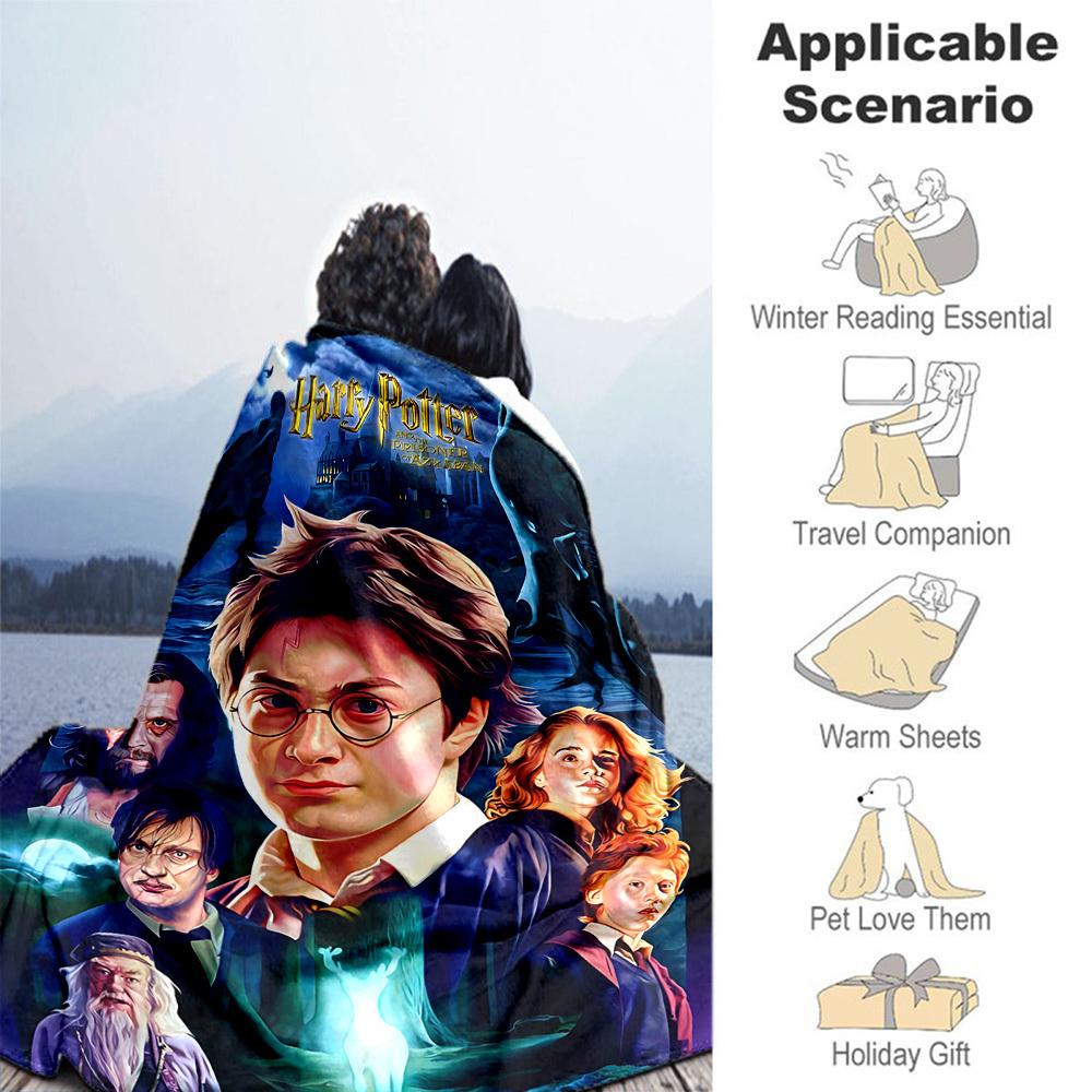 1pc Harry Potter Prisoner Azkaban Outdoor Flannel Throw Blanket All Season Soft Warmth,Home Decor 1031196