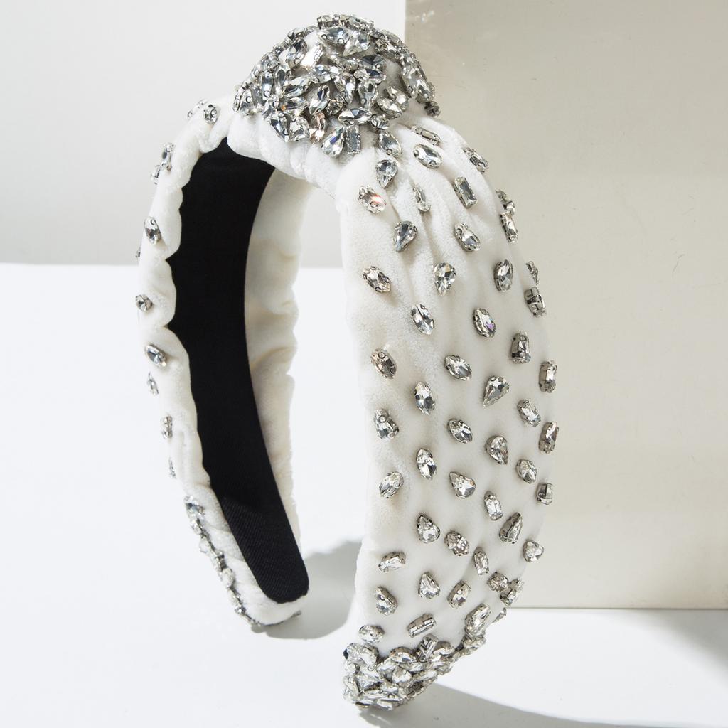 Women's Fashion Rhinestone Headband Black Red White Green Jeweled Knotted Wide HeadBand for Mother's Day,Christmas,Birthday Gift