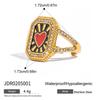 18K Gold Plated Heart Geometric Open Ring Moon Square Tower Ring Stainless Steel Ring  Friend