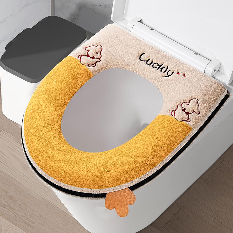 Thick Zipper Style Toilet Seat Cushion for Autumn and Winter