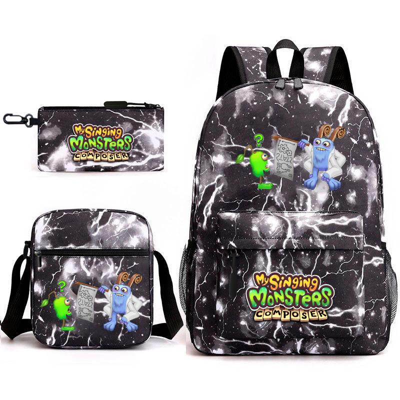 2024 New Monster Concert Starry Sky Backpack My Singing Monsters Elementary School Bag Three-piece Set