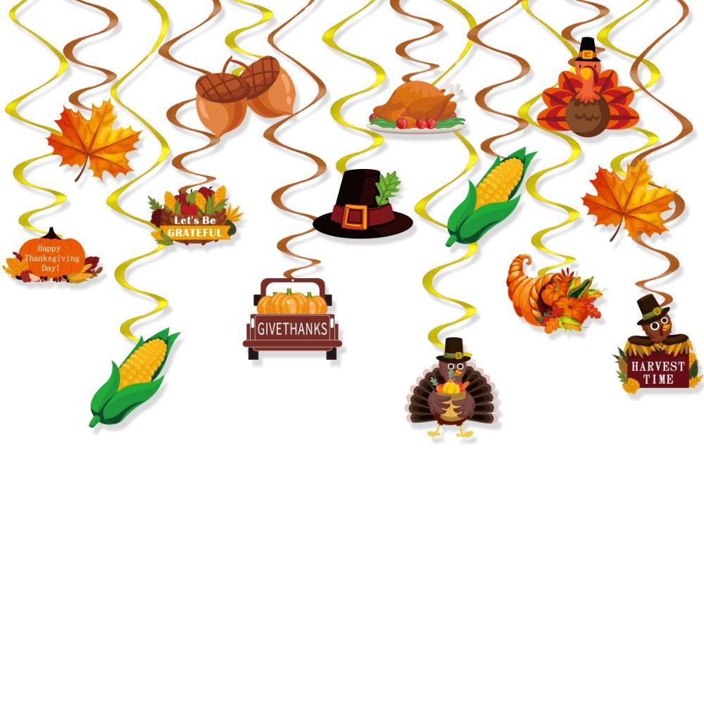 Celebration Thanksgiving Spirals Hanging Flag Party Decoration Supplies  Indoor Outdoor Decorations