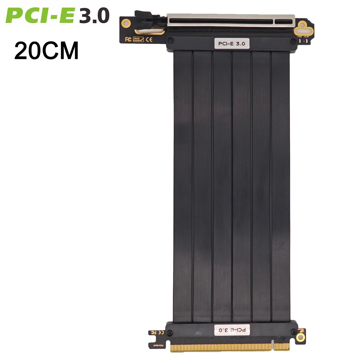 

PCIe 4.0 x16 Riser Cable Double Reverse Graphics Card Extension Cord Silver-plated Cable PCI-E Gen4 32GBS GPU ITX PC Connector 20CM