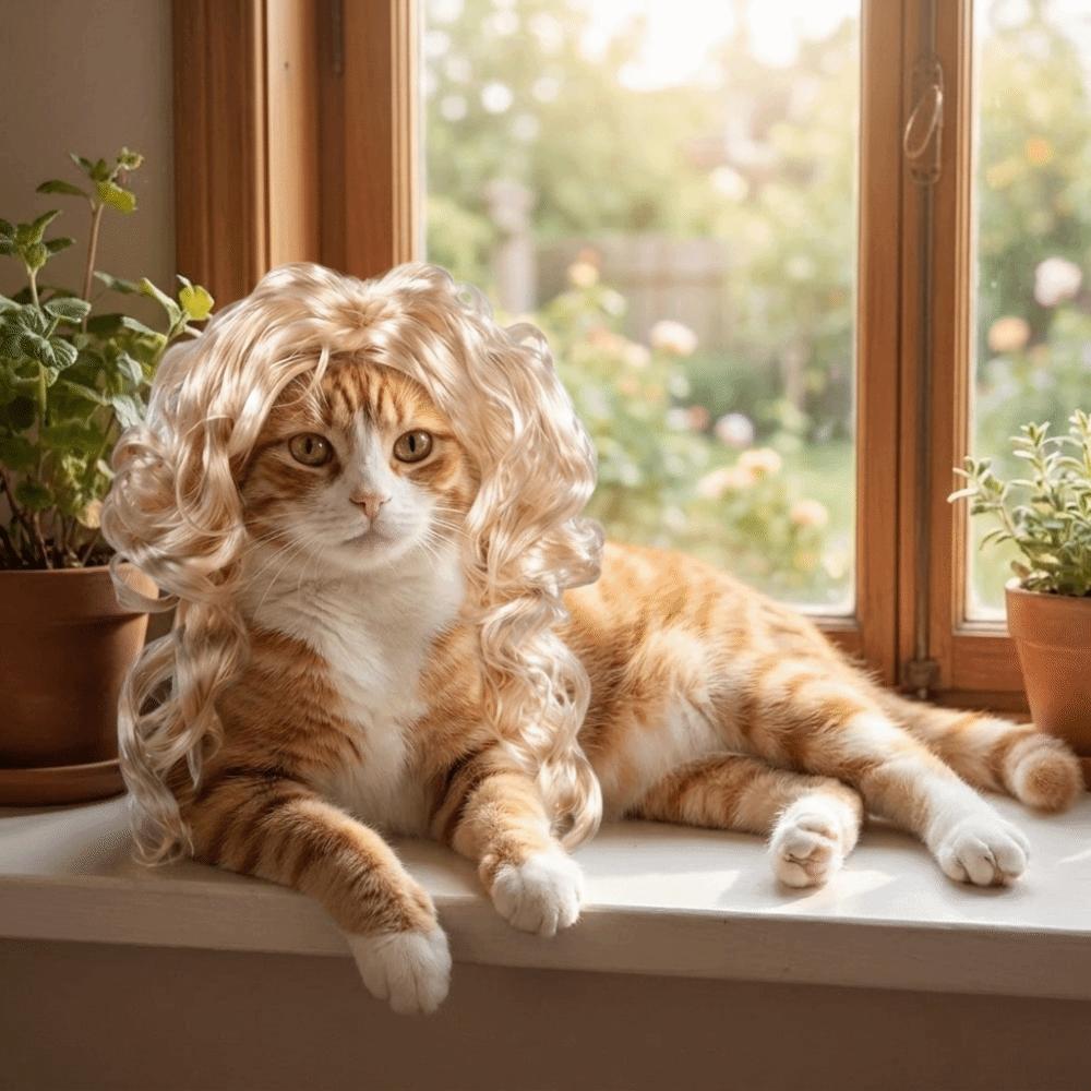 Eye-catching Pet Cosplay Wig Novelty Funny Pet Wig Spoof Wig Cat Headdress Parties