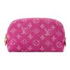 Monogram Denim Fabric Makeup Bag Small Women's Fuchsia M28050