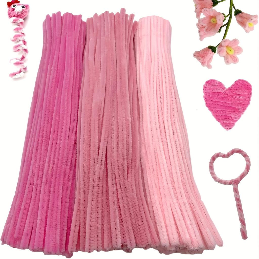 300 Pieces Pipe Cleaner Craft Set 3 Assorted Colors, Thick Chenille Stem Pipe Cleaners for DIY Craft Flower Projects Holiday