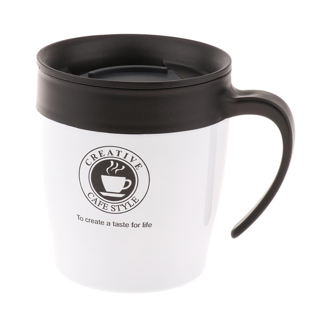 Insulated Travel Mug Coffee Cups with Spoon Food Grade Stainless Steel Water Bottle 350ml