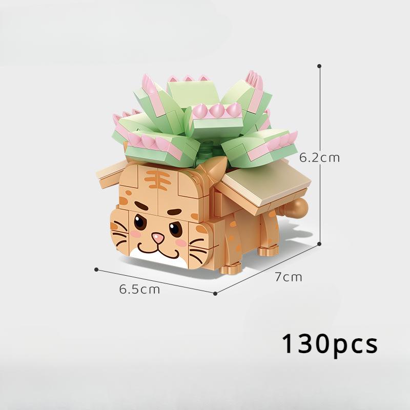 Block Flower Valentine's Day Multi -meat Potted Plastic Plasma Decoration Puzzle Assembly Building Block Toys