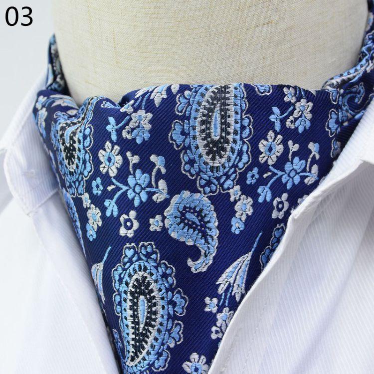 Luxury Men's Ascot Ties Vintage Paisley Cravat Self Tied British style Gentleman Polyester Silk Neck Tie Wedding FormaParty
