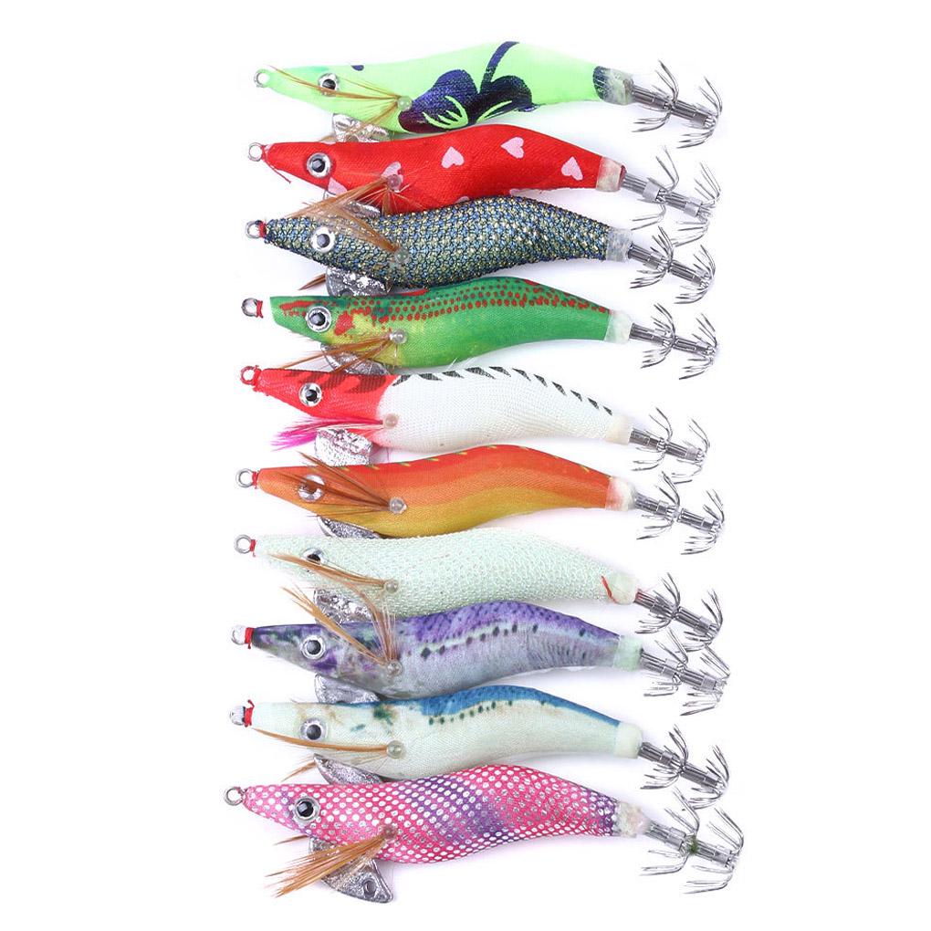10pcs Fish Bait Squid Hook Fishing Lures Squid Lure Fishing Tackle Nightlight Shrimp Squid Needle