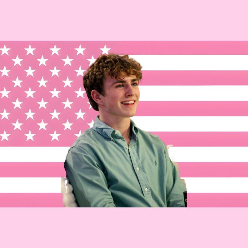 Pink American flag tapestry 75x100