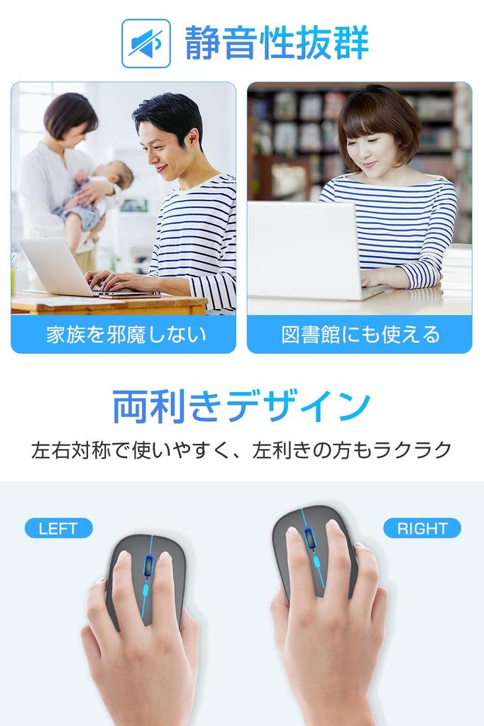 Model Wireless Bluetooth Instant High Bluetooth DPI Compatible with TELEC Certified [2025 Ultra-Slim & Type-C Rechargeable] 5.2 Mouse, Quiet,