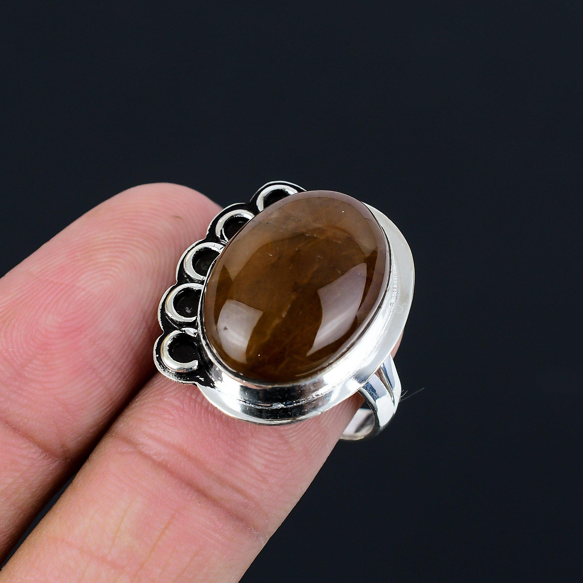 Moroccan Seam Agate Stone Sterling Silver Promise Elegant Boho Ring Jewelry US 9 9