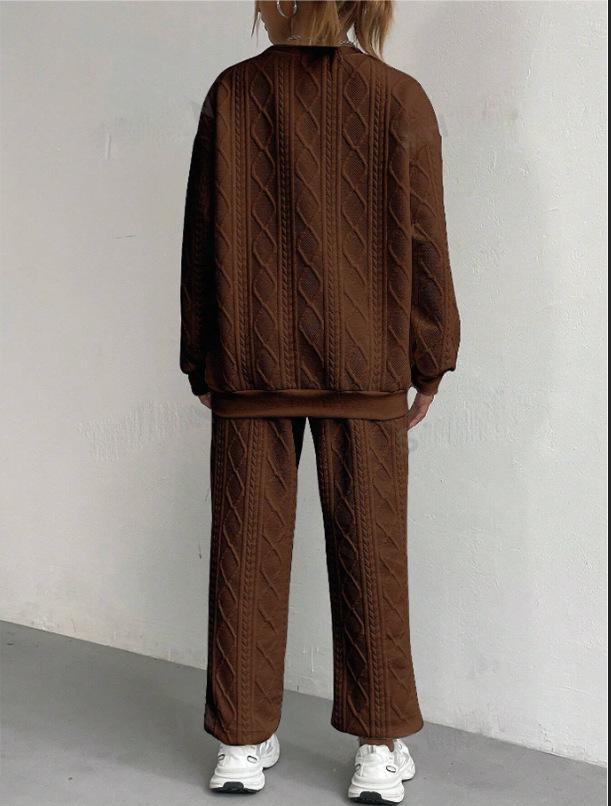 2024 Autumn/Winter Women's Jacquard Long-Sleeve Sweatshirt and Pants Set