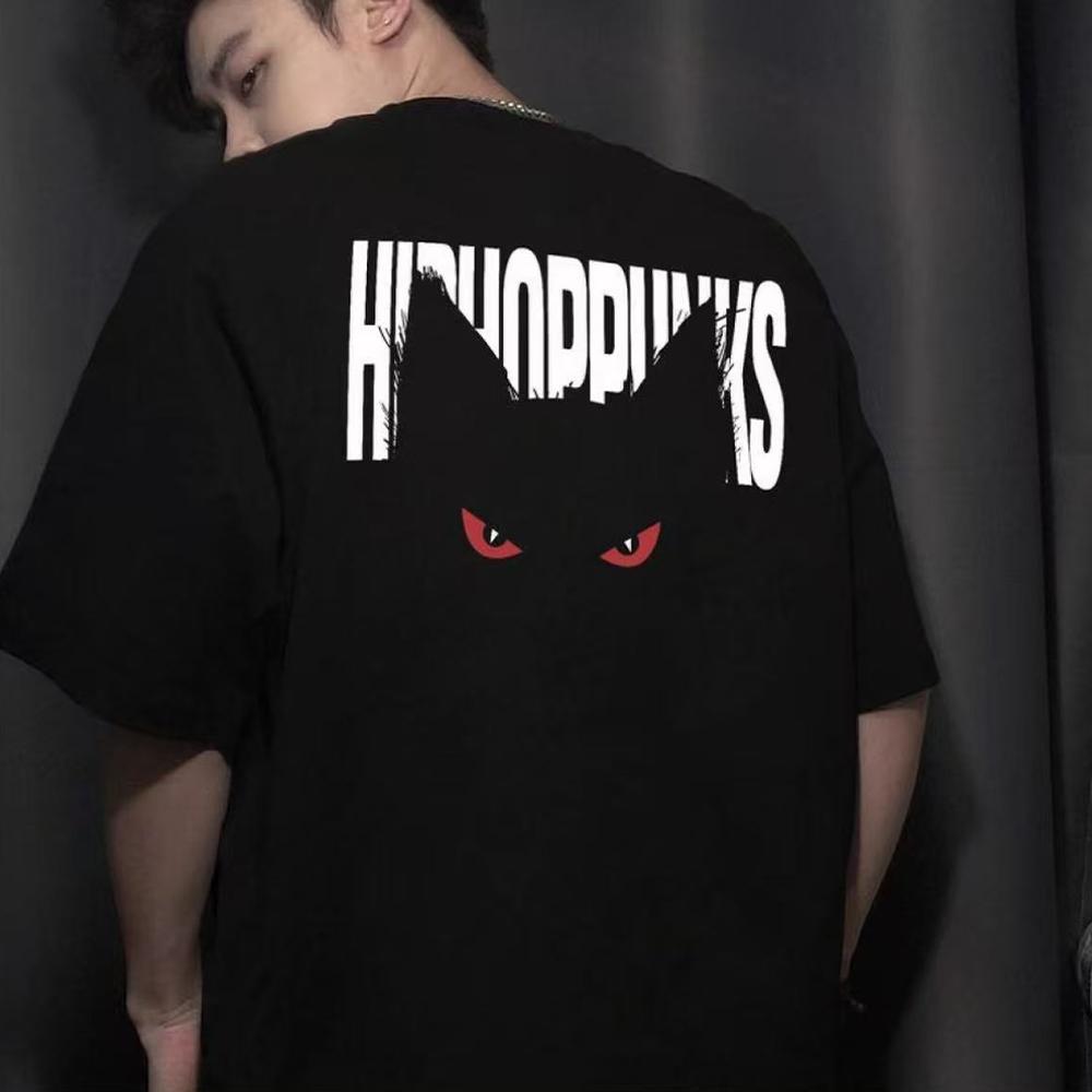 Summer Men's Trendy Y2k Style Fashionable Letter Pattern Printed Cotton Short-Sleeved Loose And Breathable Casual T-Shirt Top