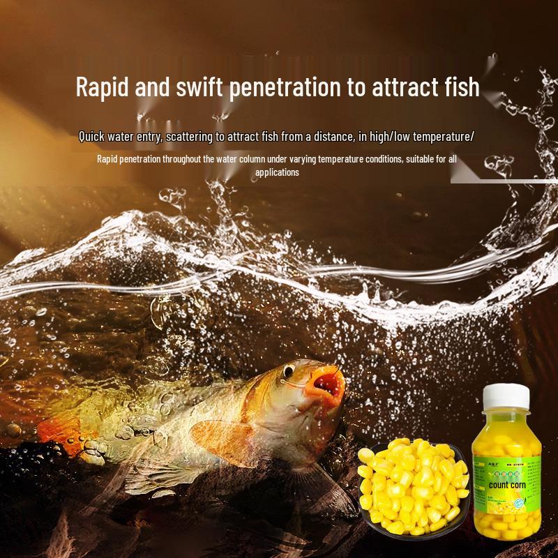 Sweet Corn Scent Fishing Bait with Hook Pellets for Carp & Grass Carp, Small Bottle