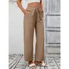 Summer New Women's Casual Drawstring Flowing Trousers Wide Leg Pants with Pockets