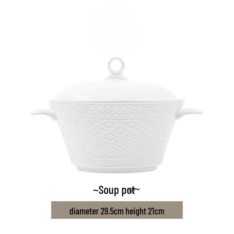 Modre Lanka Jingdezhen Palace Style French Relief Enamel Soup Tureen