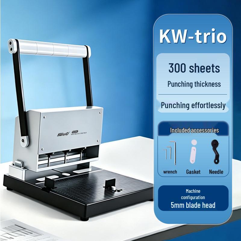 Kede You Adjustable A4/A3 Three-Hole Punch, Labor-Saving Drill Bit, Binds 300 Sheets