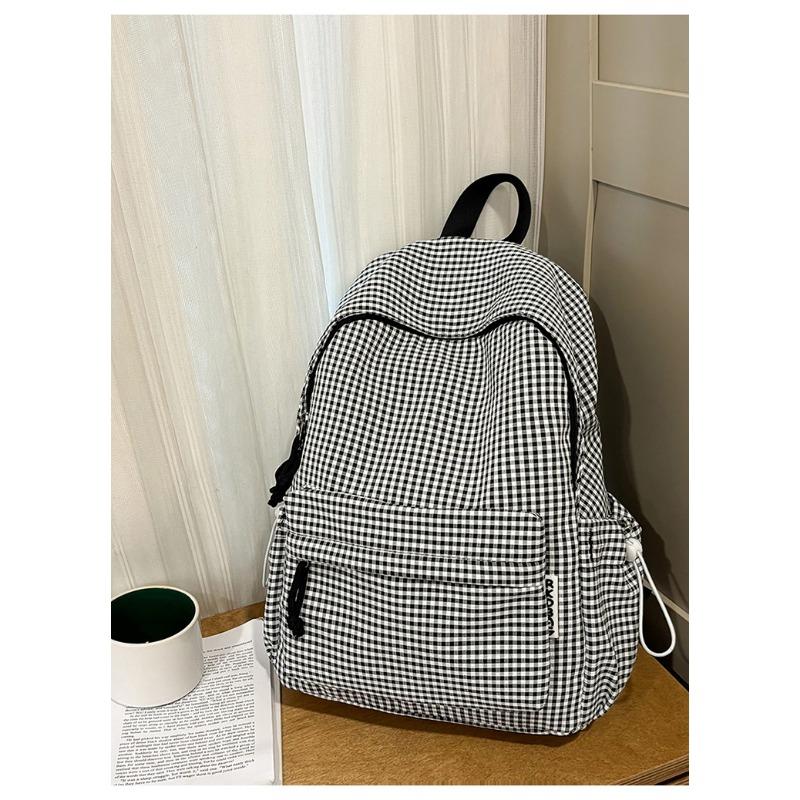 School Bag New Fresh and Sweet Plaid Backpack Junior High School Students Lightweight Large Capacity Backpack