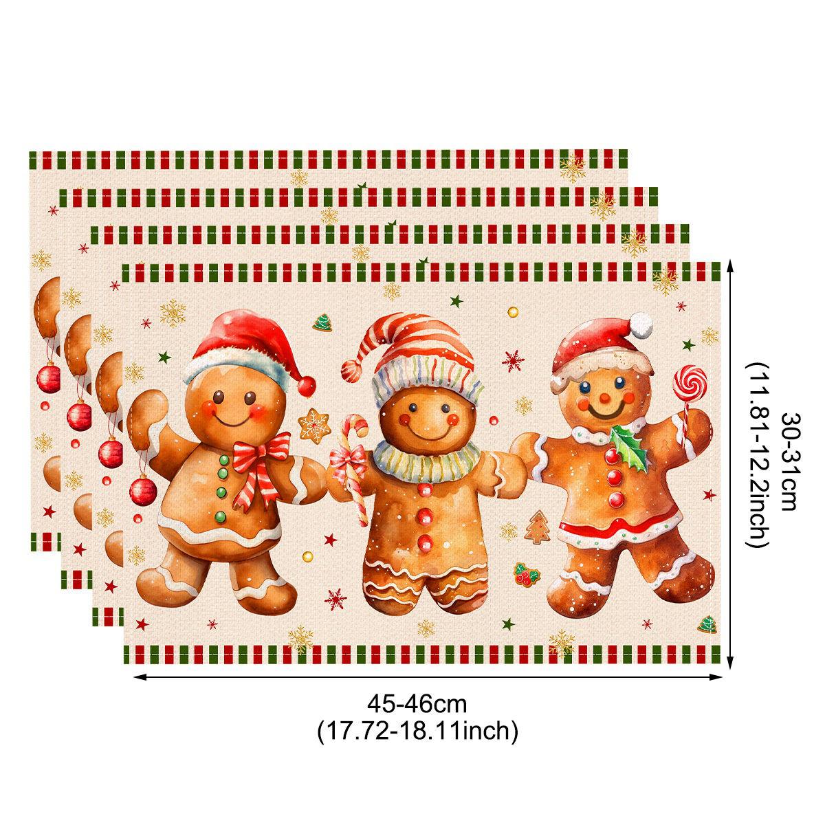 

1/4pcs Linen Christmas Placemats Santa Claus Printed Christmas Decorations for Home Kitchen 2025 Xmas Navidad Noel Table Decor 1pc