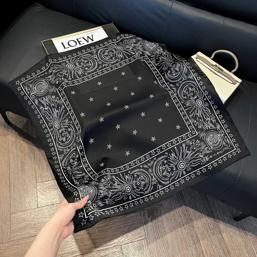 European and American style scarf square scarf imitation silk 71cm retro cashew print literary headband suit with decorative scarf