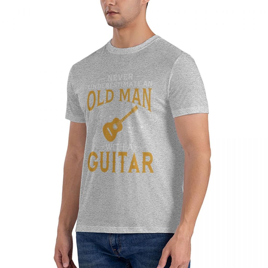 Never Underestimate An Old Man With A Guitar T Shirts Short Sleeved Branded Custom Design T Shirts Family Xxl Size
