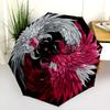 Feather Wings  pattern, automatic folding umbrella, portable and foldable design, 8 ribs, a Christmas or birthday gift.