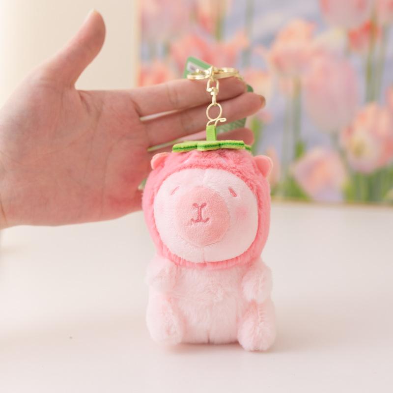 Cartoon Capibara Capybara Doll Plush Toy Hamburger Capybara Panda Small Pendant Bag Keychain