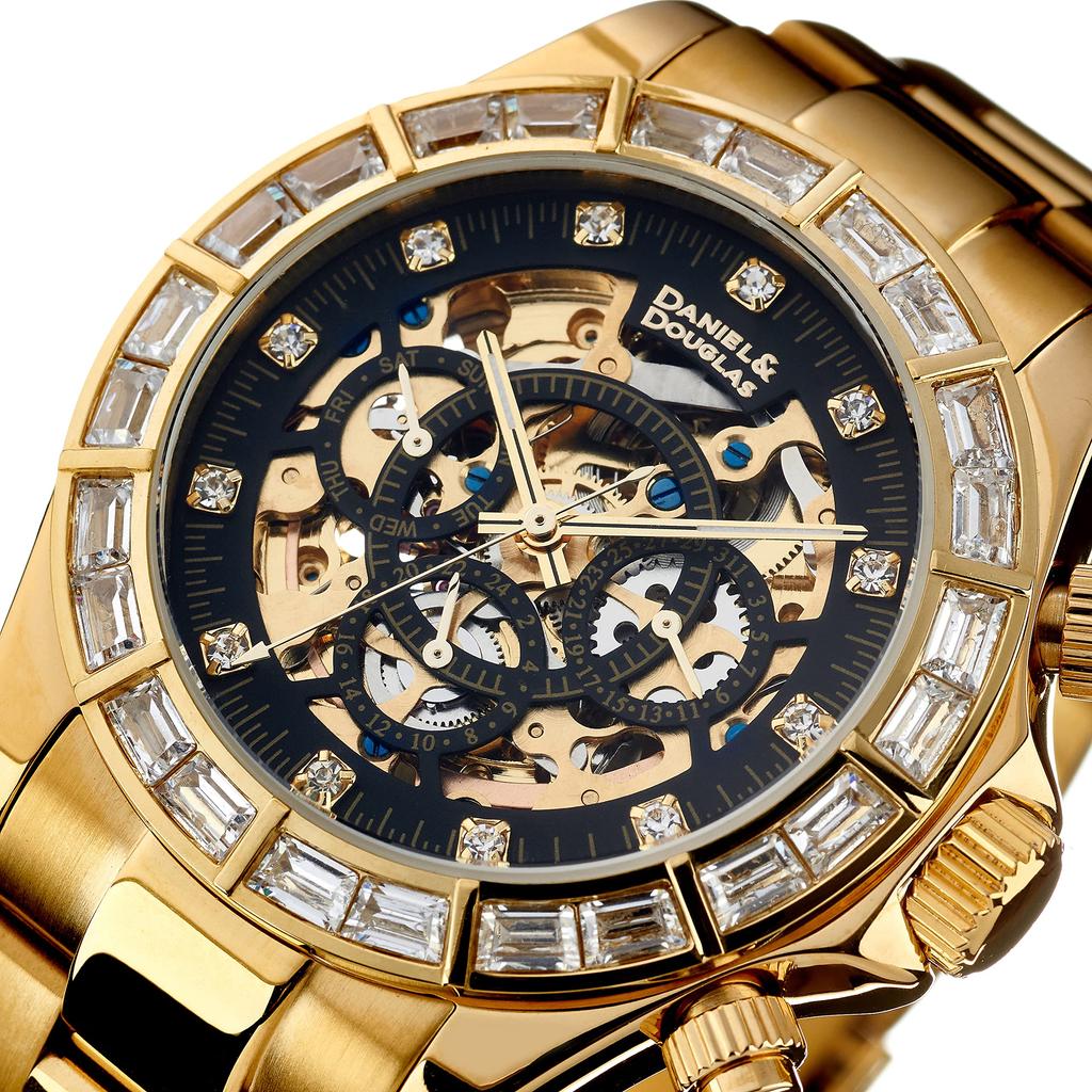 Daniel & Douglas DD8802DG-BK3 Automatic Watch, Gold and Black, Men's Mechanical Self-Winding Watch