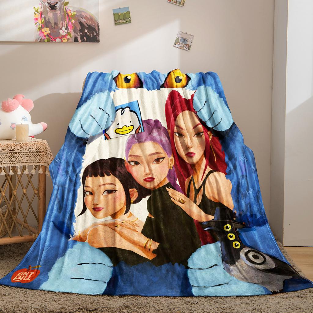 K-Pop Demon Hunters Printed Blanket Girls Boys Plush Throw Blanket Sofa Blankets Warm Birthday Gifts For Girls Huntrix Blankets