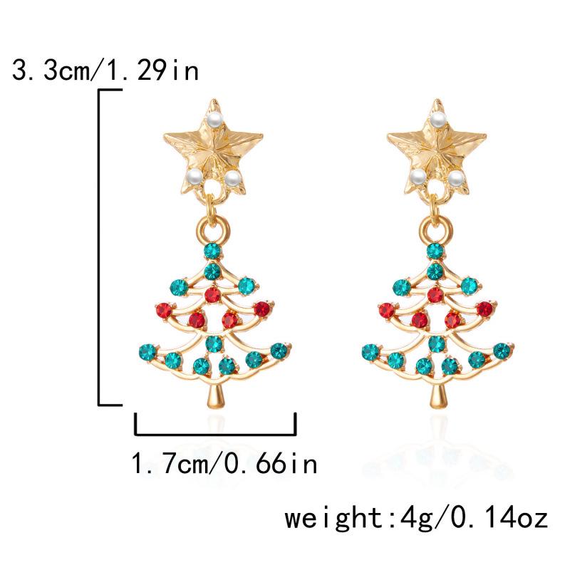 Asymmetrical Rhinestone Santa Claus & Christmas Tree Earrings
