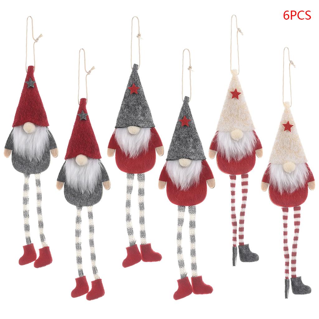 Christmas Gnome Pendant 6pcs Long Leg for Doll Xmas Festival Baby Shower Decorat