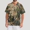 Men's Printing Short Sleeve V-neck Working Blouse Chest Pocket Carer Top