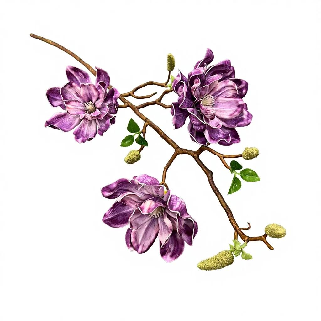 3pcs Artificial Magnolia Flower 3 Heads Large Magnolia Tree Branch for Wedding Home Decoration Outdoor Floral Arrangent