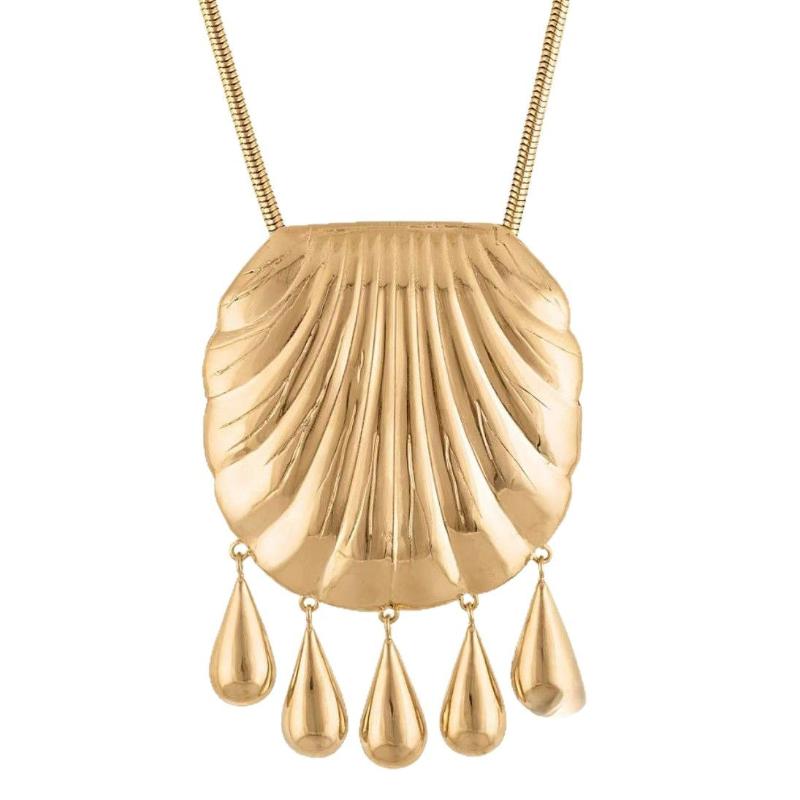 1pcs Europe American Gold Silver Large Shell Tassel Pendant High Quality Necklace Woman Fashion Jewelry Party Trend