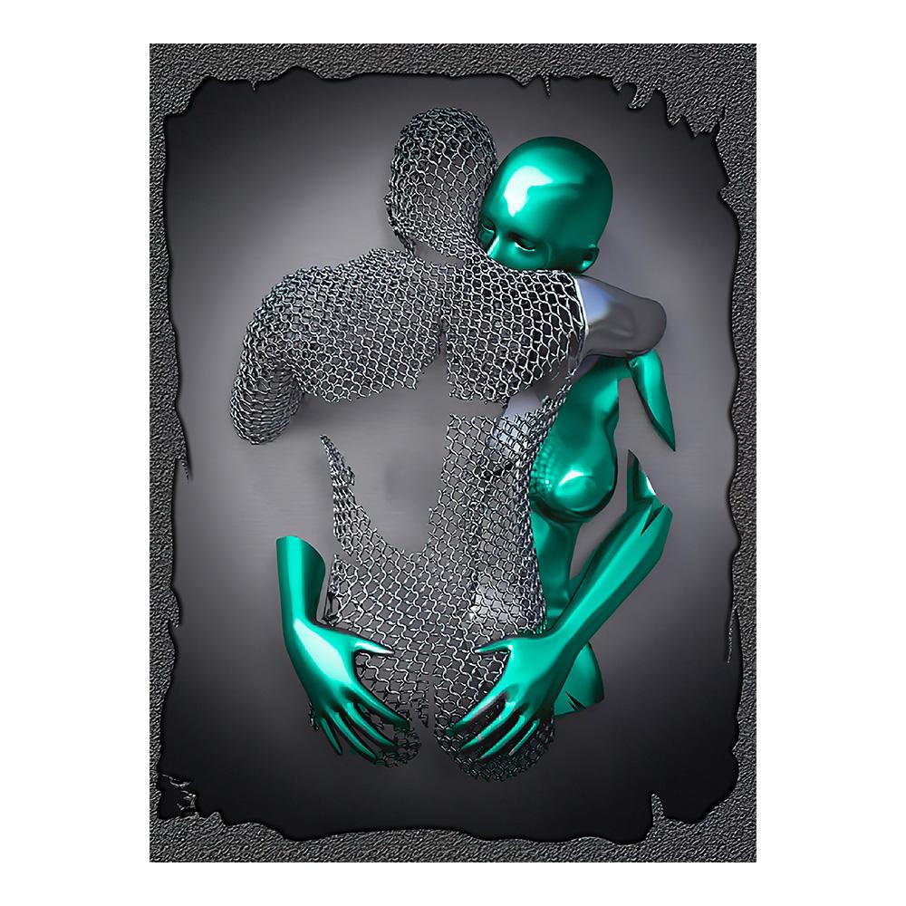 Abstract Metal Portrait Wall Art Poster Couple Nordic Pop Mural Home Decor Canvas Painting Picture Print Living Room Decoration 20x30cm