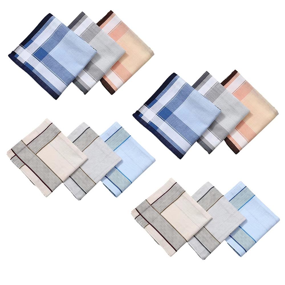 12Pcs/Set Sweat Absorbent Pocket Plaid Square Towel Men's Cotton Handkerchiefs  Wedding Season