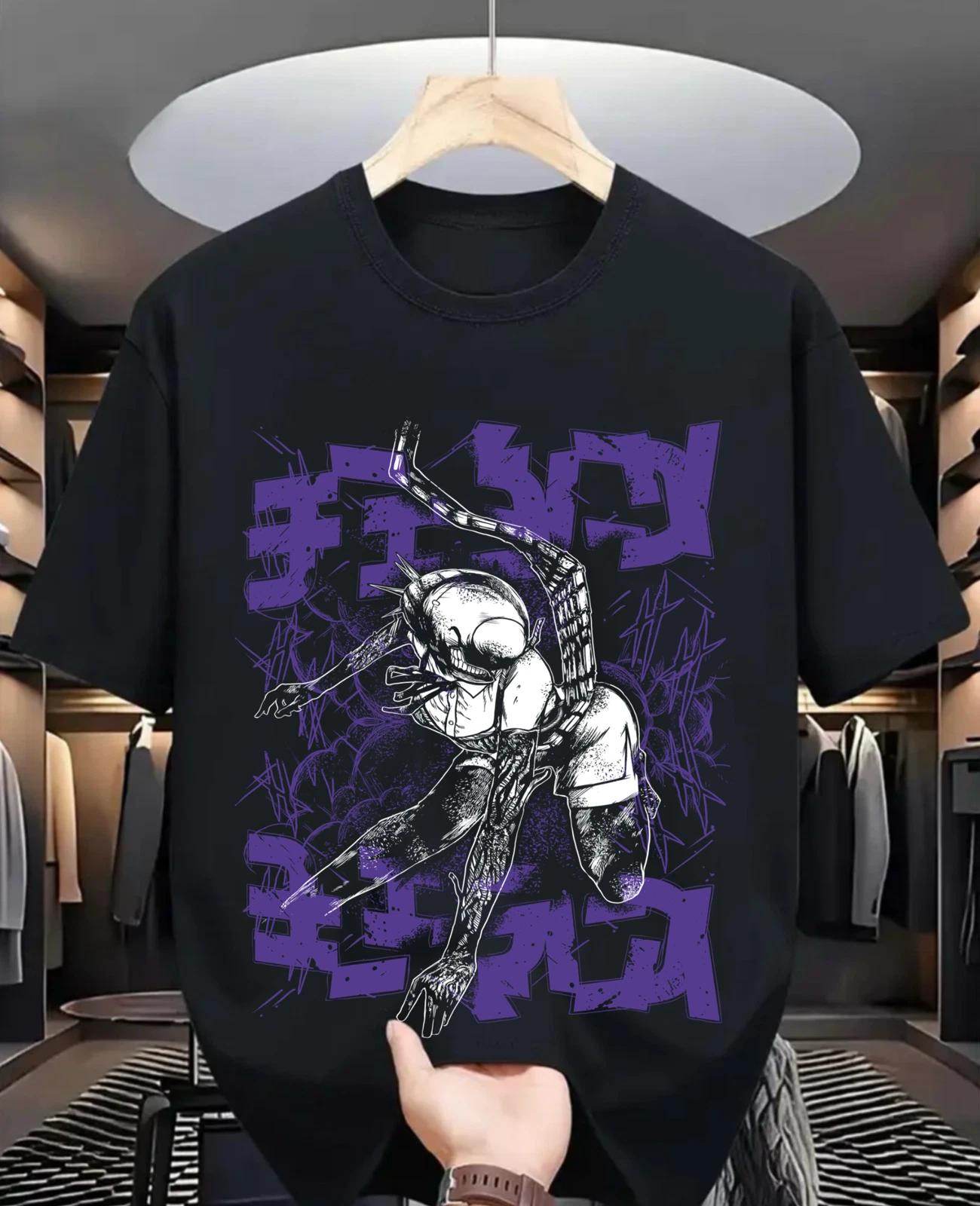 Футболка Человек-бензопила Наюта Дэндзи Макима Дэндзи Аниме Манга Черная Футболка Все Размеры L