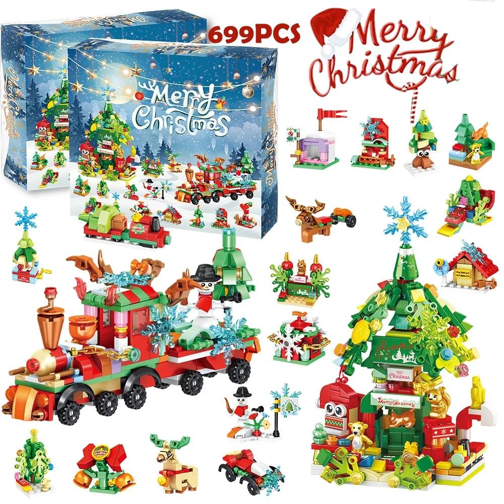 Hot Christmas Tree Building Blocks Toys Advent Calendar Gift Box 24Days Countdown Calendar Blind Box New Years Christmas Gift