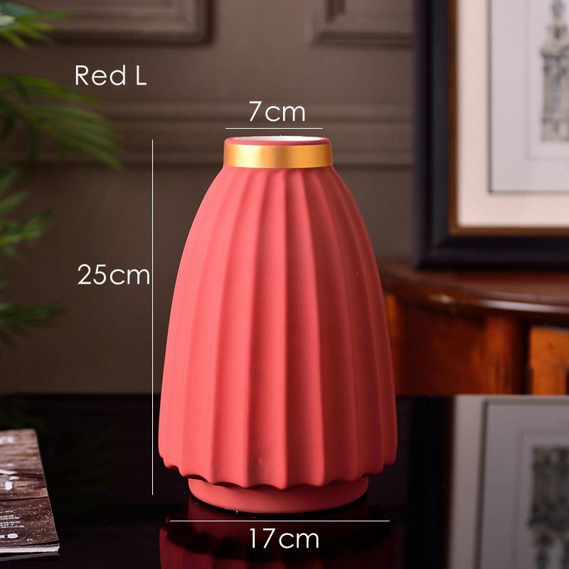 1pc Matte Porcelain Vase Grey Black Flower Vase Home Decoration Centerpiece Ornament Gold-Plated Stoneware Desktop Vase 16/25cm