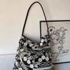 Spring and Summer Embroidered Flower Shoulder Tote Bag Spring and Summer Versatile Simple Women's Bag