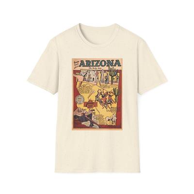 Arizona Vintage Map T-Shirt and Kids Tshirt | Retro Travel Poster Graphic Tee | USA Travel Gift Shirt and Kids Tshirt